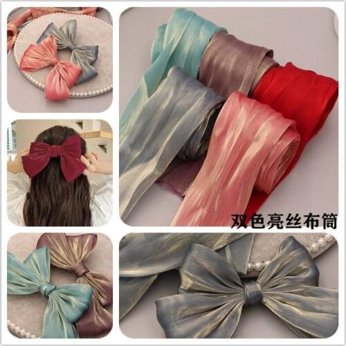 Width 7cm Shiny Color Silk Ribbon Set For Ribbon Hair Tie Bow Handmade Cloth Headdress Fabric Material By 10yards