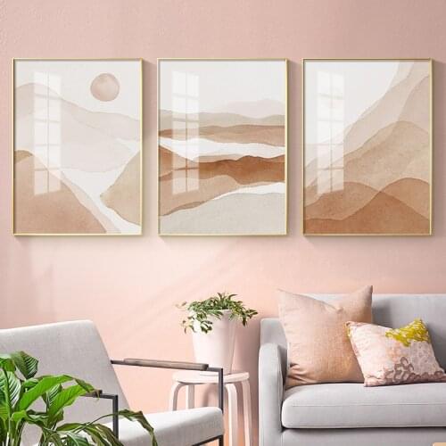 Nordic abstract watercolor landscape retro Morandi color art decoration picture mural print porch bedroom living room