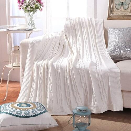 Solid Twist Yarn Knit Blanket Leisure Sofa Blanket Summer Air Conditioning Large Blanket Cotton Car Blanket Blankets for Beds