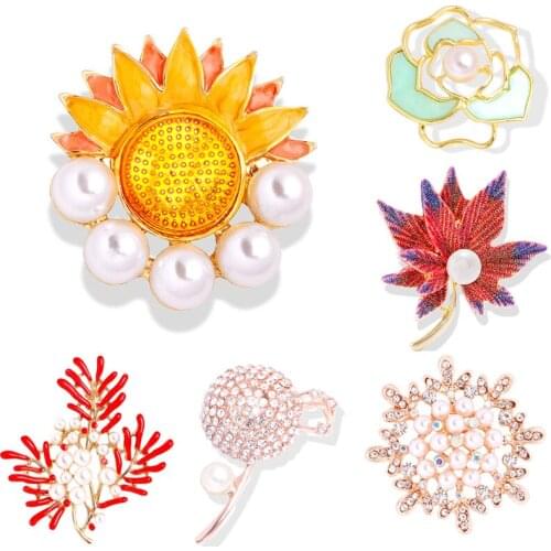 Brooch Pins For Women Bling Pearl Bead Tree Brooches Glitter Cherry Blossoms Jewelry Wedding Party Bijoux Gift