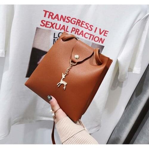 Womens bag 2020 new fashion ladies' deer bucket bag one shoulder diagonal bag mobile phone female bag