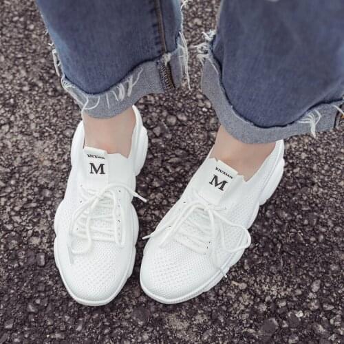 2020 Flat Shoes For Women Fashion Casual Sneakers Trainers Breathable Mesh Ladies Flats Platform Shoes Pink White Black Sneakers