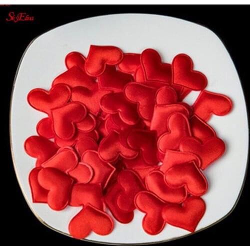 100/500 Pcs Red Sponge Satin Fabric Heart Petals Wedding Confetti Table Bed Heart Petals Wedding Valentine gift 5z