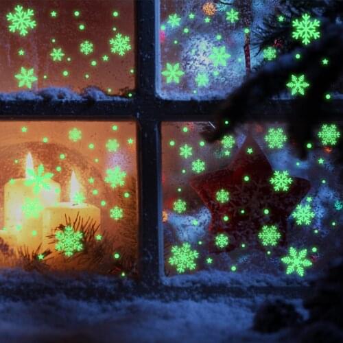 2022 Luminous Snowflake Christmas Window Sticker Glass Christmas Wall Stickers Christmas Decorations For Home New Year Gift