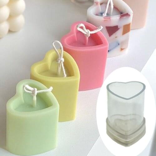 3D cylindrical Heart Wax Mold For Homemade Beeswax Candle Soap Crayon Wax Melt Hives Candle Making Supplie