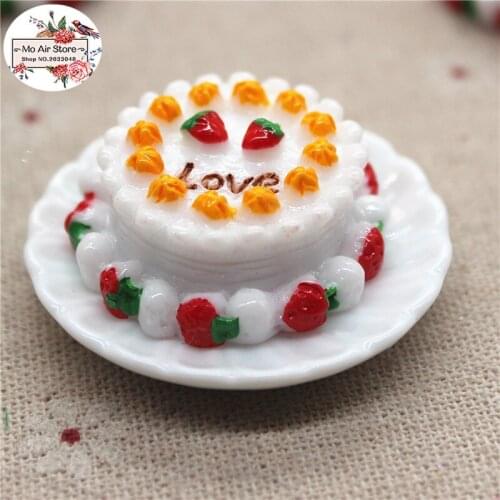 5PCS strawberry cake 31mm Resin Flatback Cabochon Miniature Food Art Supply Decoration Charm Craft DIY craft