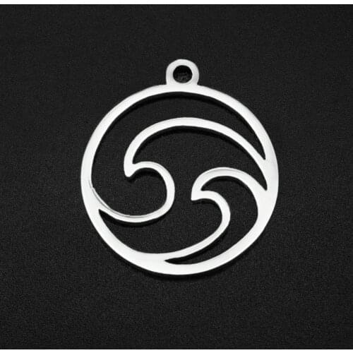 5pcs/lot 14x12 100% Stainless Steel Wave DIY Jewelry Charm Wholesale Factory Price Top Quality Never Fade OEM order Accepted