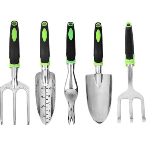 5pcs Garden Tool Set Work Cast Aluminum Outdoor Hand Tools Kit For Men And Women Transplanter Weeder Hand Fork Cultivator