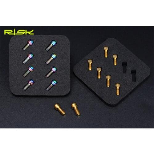 RISK 8pcs M4*8 Lightweight Anti-Slip Bolts For Downhill Mountain Bike Pedal Titanium MTB Bike XC AM Downhill DH Pedal Screw