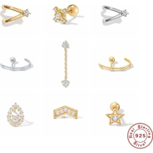 Aide 925 Sterling Silver Crystal Zircon Snowflake Star Stud Earrings For Women Piercing Earring Fine Jewelry pendientes kolczyki