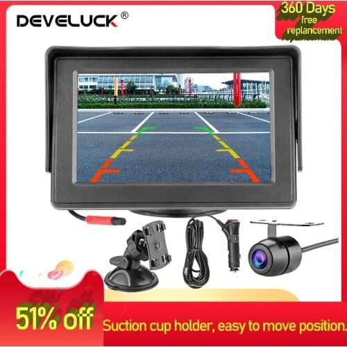 Develuck 4.3 Inch Car Monitor Reverse Rear Backup Cameras HD Display for Car Rearview Monitors and Removable Suction Cup Holder