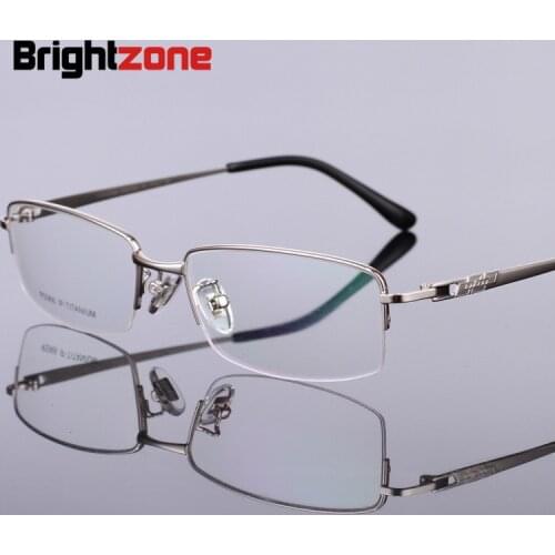 Business Affairs Brand Pure Myopia Spectacle Mens Half Rim Titanium Gentleman Glasses Optical Frame Exceed Light Lens width54mm