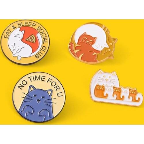 Creative Cartoon Kitten Enamel Pins Cute Lapel Badges For Clothes Jewelry Collar Brooches Gifts Accessories For Kids Friends Bag
