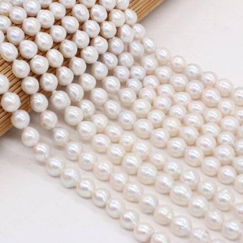 Natural Freshwater Pearl Bead Round Loose Bead for Making DIY Jewelry Necklace Bracelet Size 8-9mm Length 36CM