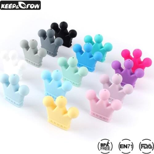 Keep&Grow 9pcs Crown Silicone Beads Food Grade Silicone Beads Baby Silicone Teether DIY Teething Toys Baby Teething Necklace