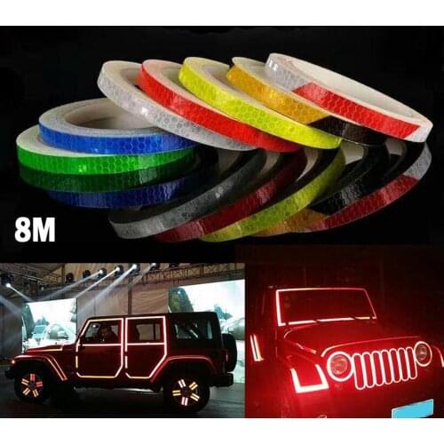 8m Car Stickers Reflective Decoration Tapes Motorcycle Bike Body Rim Wheel Strip DIY Supply наклейки на авто