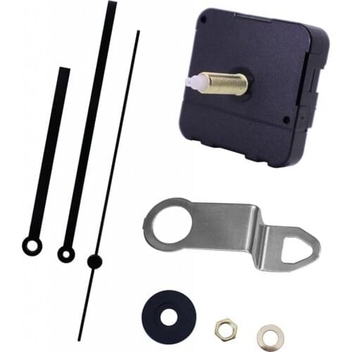 HR1688-31 Shaft Length 31mm DIY Quartz Wall Clock Movement with Metal Hooks Pointers, Black