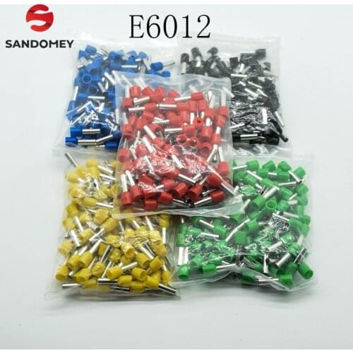 E6012 Tube insulating terminals 6MM2 Cable Wire Connector Insulating Crimp Terminal Insulated Connector 100PCS/Pack