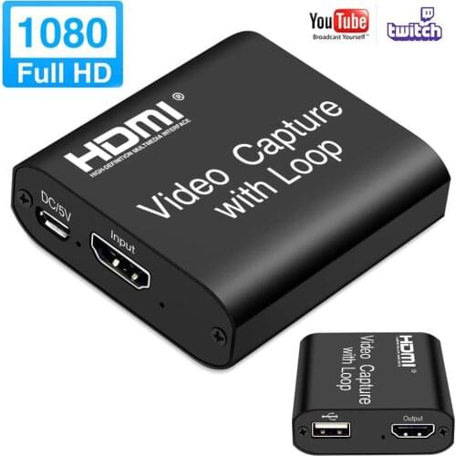HDMI to USB2.0 Video Capture with loops Streaming Live Broadcasts Video Recording, UVC Standard for Windows、Android and MacOS