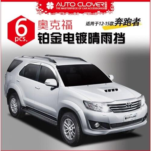Chrome door visor side window deflector shade sun rain shield silver trips eaves for Toyota Fortuner