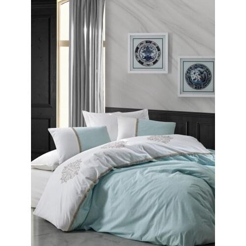 Cotton box turkey double quilt duvet cover bed sheet pillow king size duvet cover bed 100% cotton bedroom 6pcs Carel Mint