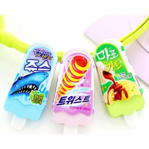 1Pc Kawaii Ice Cream Pattern Eraser Pencil Erasers For Office School Kids Writing Drawing Prize