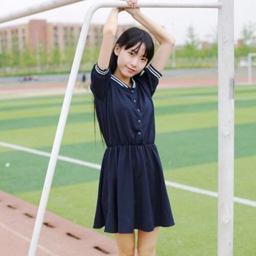 Girls Summer School Uniform Womens School Wear Sailor Dress Short Sleeve Student Suit JK Uniform Academy Style D-0182