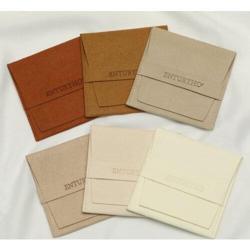 100pcs Custom logo Gray personalized Luxury Microfiber Jewelry Pouches for Fashion Earrings Necklaces Packaging free shipping