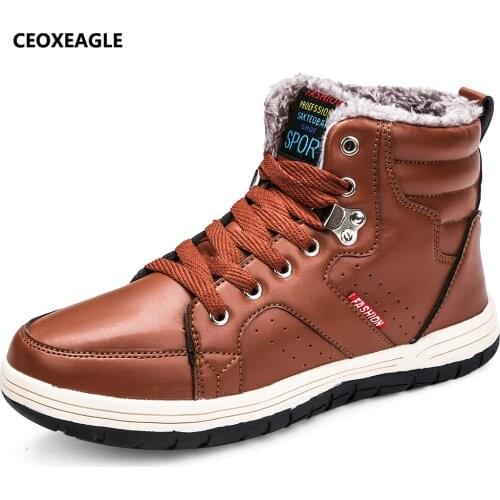 2018 Winter Fur Warm Male Boots For Men Casual Shoes Work Adult Quality Walking Rubber Brand Footwear Sneakers Plus sizes 39-48