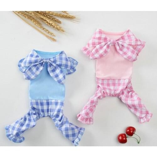 XS-XL Soft Plaid Dog Jumpsuit Spring Summer Dog Clothes Small Puppy Coat Pet Outfits Dog Hoodie Pets Clothing for Yorkie Pug