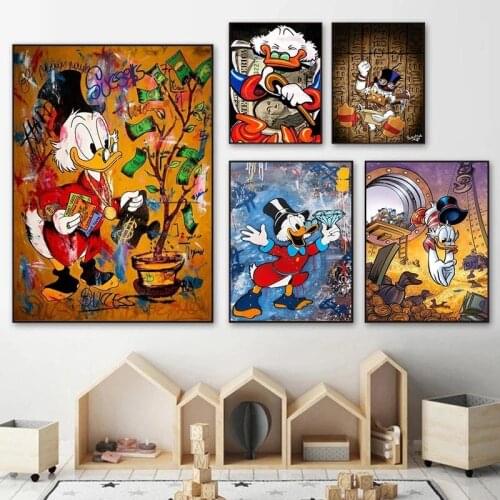 Disney Donald Duck and Money Graffiti Art Diamond Painting 5D DIY Diamond Embroidery Full Mosaic Cross Stitch Kits Home Decor
