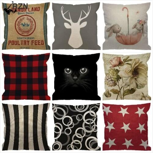 Abstract Stripes Pillow Cover Water color Multicolor Stripes and Decorative Cotton Linen Square Cushion Cover for Home Sofa