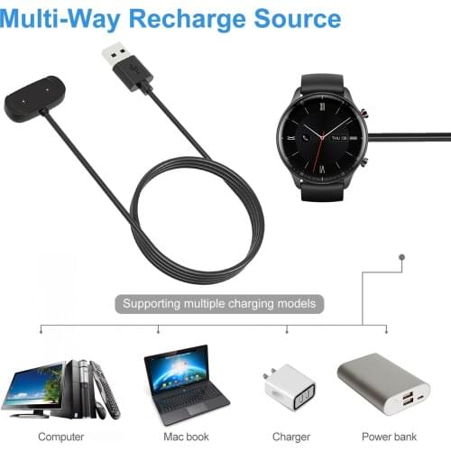 New Dock Charger Adapter USB Charging Cable Cord For Amazfit GTR 2 Esim(GTR2)GTS 2 Mini Zepp E Bip U Pro T-Rex Pro Smart Watch
