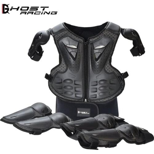 GHOST RACING Motorcycle Armor Suit Kids Body Waistcoat Protector Motocross Dirt Bike Chest Spine Knee Elbow Pad Protective Gear