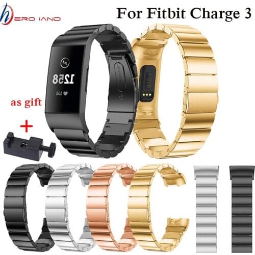 Hero Iand for Fitbit Charge 4 Watch Strap Replacement Band Men Women Fashion Stainless Steel Metal Bracelet For Fitbit Charge3