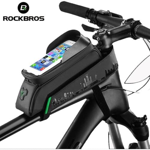 ROCKBROS Bicycle Bag Front Tube Bike Phone Bag Touch Screen Saddle Bag Waterproof Cycling Frame 5.8/6 Inch MTB Bag Accessories