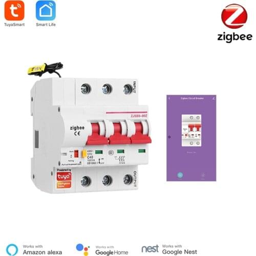 Tuya Zigbee MCB Smart Circuit Breaker 3P Smart Switch Overload ShortCircuit Protection SmartThings Alexa Compatible Zigbee MCB