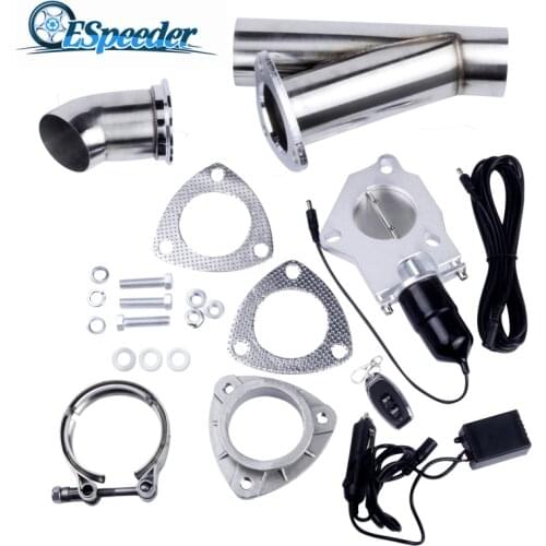 ESPEEDER 2.5'' Stainless Steel Headers Y Pipe Exhaust Cut Out Catback Downpipe Remote Control Electric Butterfly Exhaust Cutout