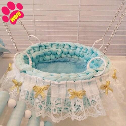 WOFUWOFU Princess Swing Bed Basket House Toy for Hamster Gerbil Rat Mouse Mice Small Animal Cage Perch Stand Toy
