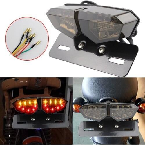 Motorcycle Tail Light Integrated Running Lamp Turn Signal Light with License Plate Bracket for Harly Motorcycle Street Bike