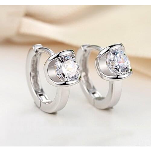 Womens Fashion Simple Hoop Earrings Tiny Small Huggies Shiny Crystal Zirconia Stone Inlay Trendy Ear Piercing Jewelry Gifts
