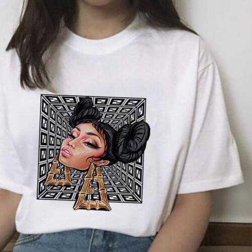 New earrings girl printed T-shirt ladies Harajuku fashion graphics cute cartoon tops ladies park punk brandy vintage top