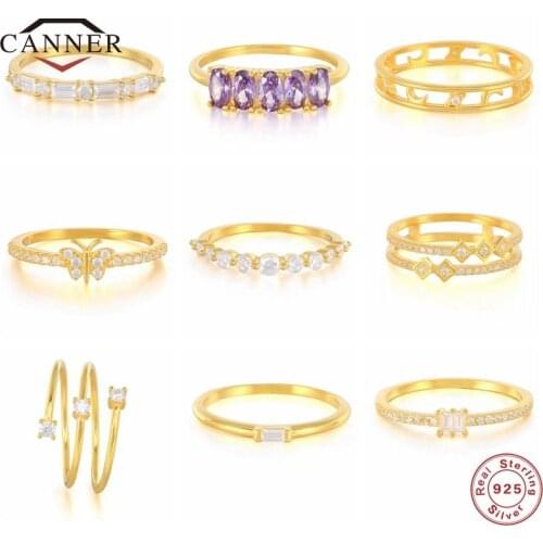 CANNER 100% 925 Sterling Silver Zircon Diamond Wedding Ring for Women Finger Rings Silver 925 Jewelry Anillos Gifts Size 6/7/8