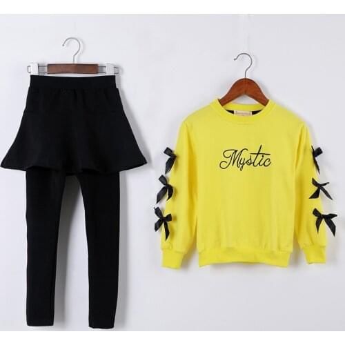 ZWY694 New Spring Autumn Children Clothing Sets Girls Suits Casual Character Pattern T-shirt Tops Girl Pants Two Piece Sets