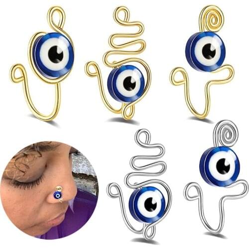 1Pc Surgical Steel Clip On Snake shape Nose Clip Fake Jewelry Faux Piercing Nez Spiral Clip On Nose Ring Fake Nose Piercing