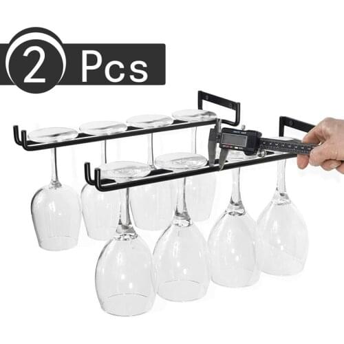2 Pcs 30cm Stainless Steel Wine Glass Hanging Holder Goblet Stemware Storage Organizer Rack