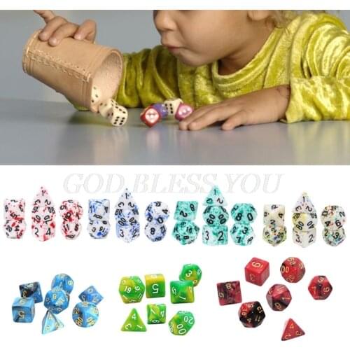 7pcs/set Acrylic Dice Set Different Shapes Digital Dice for RPG MTG DND Board Game Role Playing Games Drop Shipping