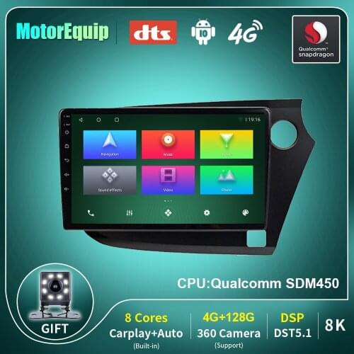 Android 10.0 Car Radio For Honda Insight 2 2009-2014 4G WiFi Stereo Multimedia Player With Carplay Rear Camera Support Car DVR