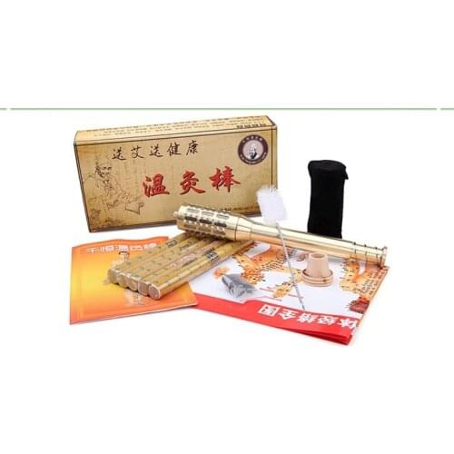 Free shipping moxa roller Extra large pure copper moxa stick moxibustion stick moxa roll stick moxibustion rod box
