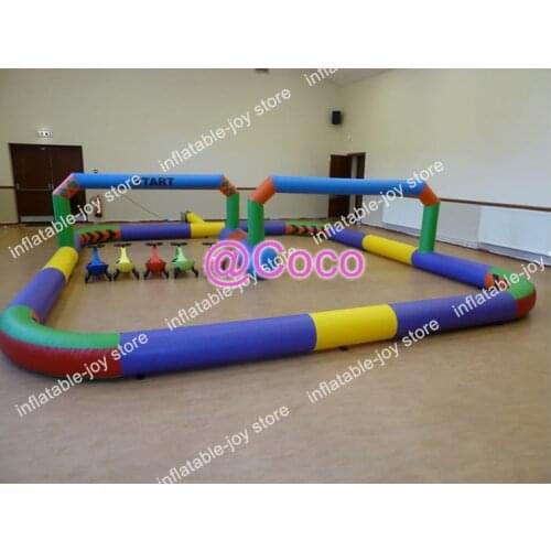 Free air shipping to door,8x8x2mH inflatable bumper car border,inflatable go kart track for kids, customized air track